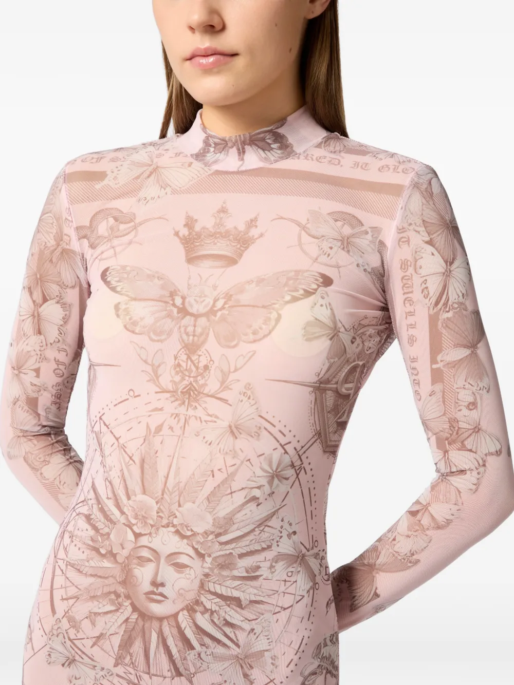 Philipp Plein Tulen maxi-jurk met open rug Roze