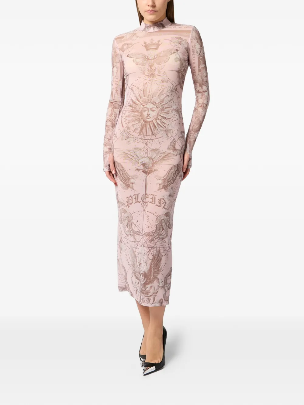 Philipp Plein open-back butterfly tulle dress - Roze