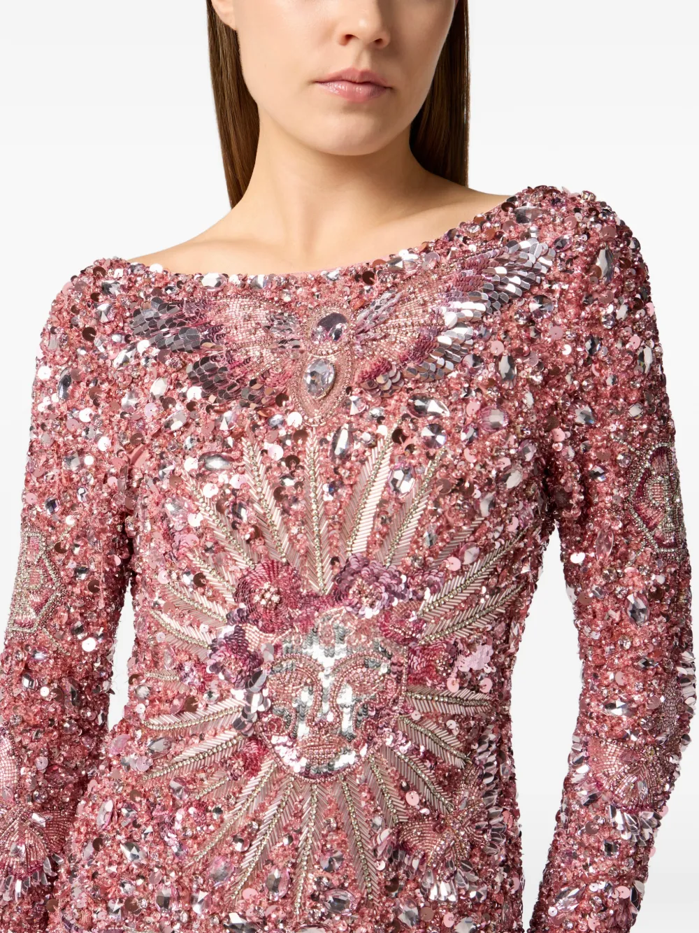 Philipp Plein Mini-jurk met open rug Roze