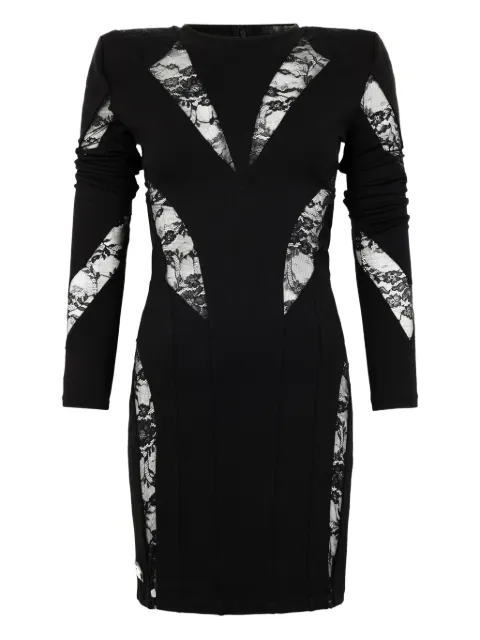 Philipp Plein vestido corto de encaje con manga larga