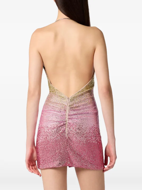 philipp plein pink dress PHILIPP PLEIN - Wrinkled Mini Dress Butterfly Tattoo