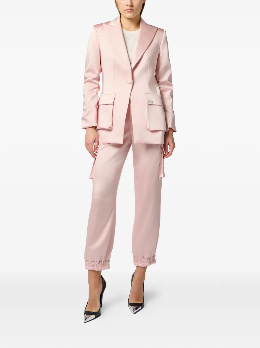 Philipp Plein Satijnen cargo broek met opgestikte zak - Roze