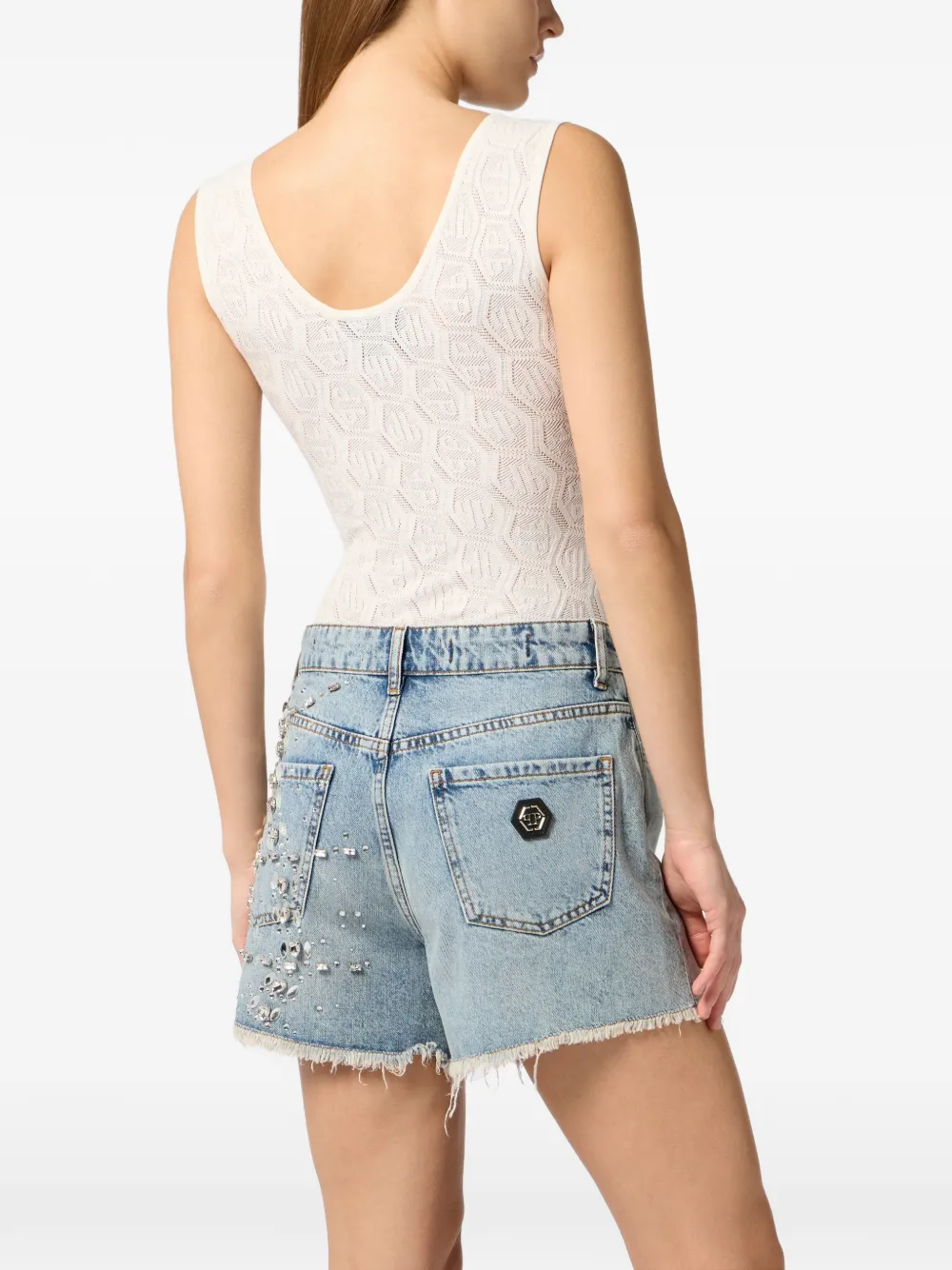 Philipp Plein Gebreide tanktop met monogram Beige