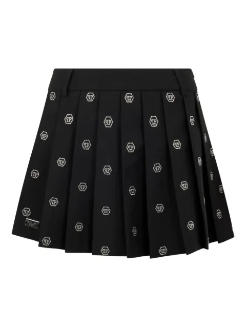 Philipp Plein pleated monogram-strass miniskirt