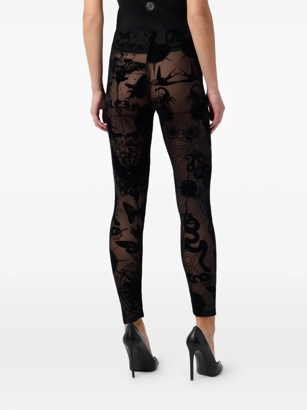 Philipp Plein Legging met geborduurd logo Zwart