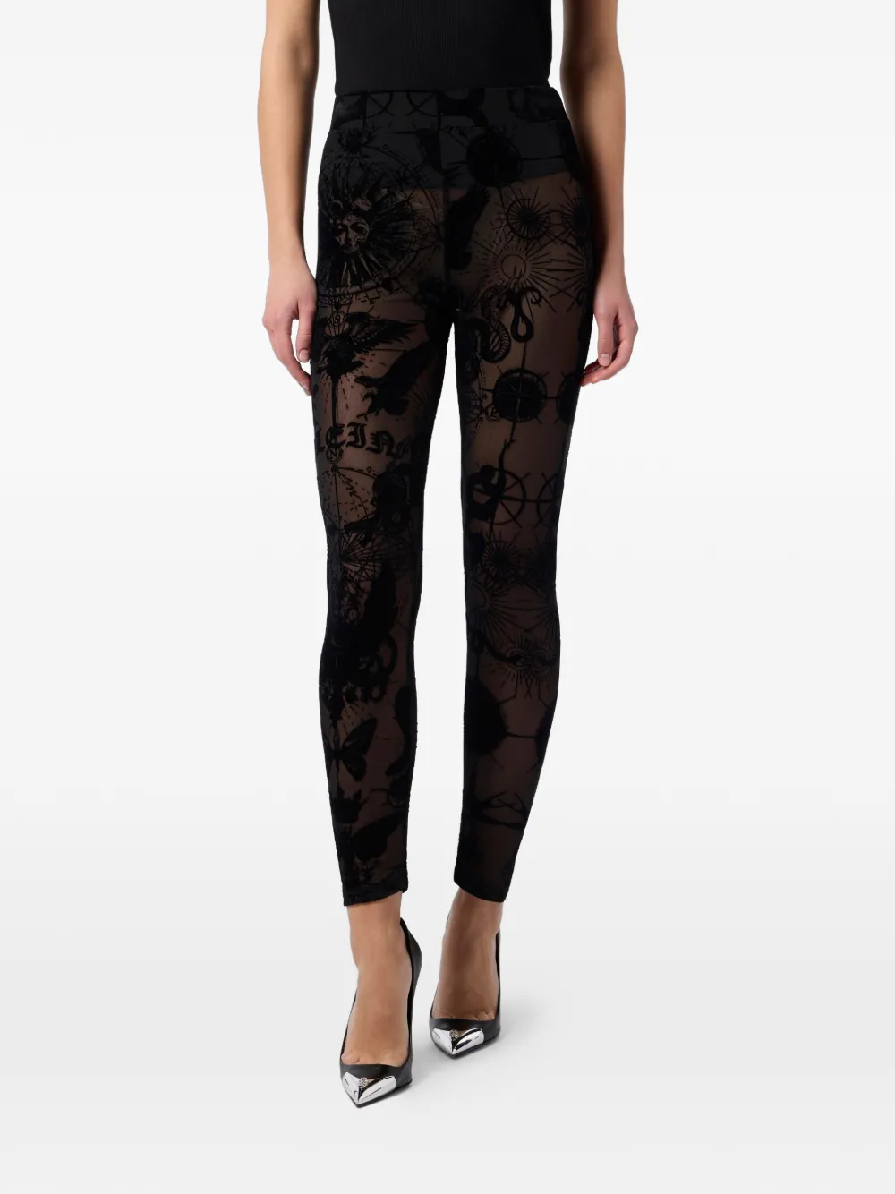  Philipp Plein Embroidered Leggings - Black 