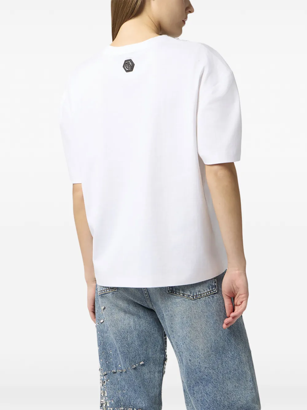 Philipp Plein T-shirt met V-hals en borduurwerk Wit