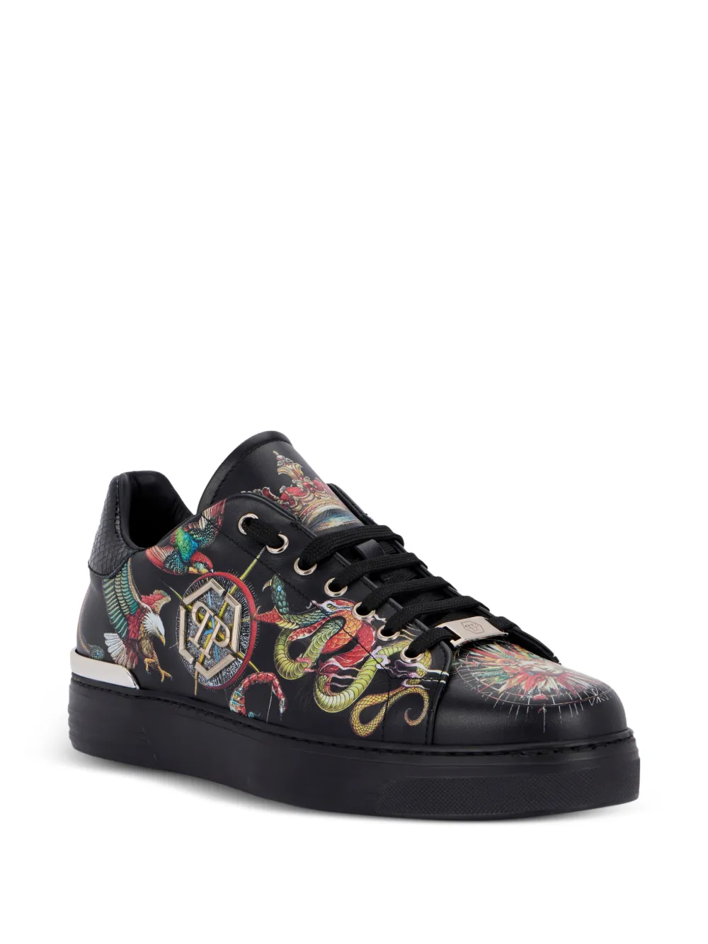 Philipp Plein Low-top sneakers met print Zwart