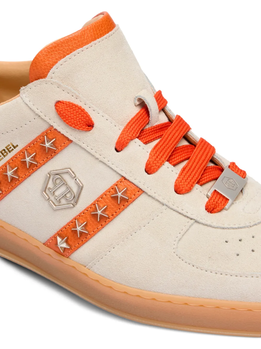 Philipp Plein Retro Rebel star-studs leather low-top sneakers Beige