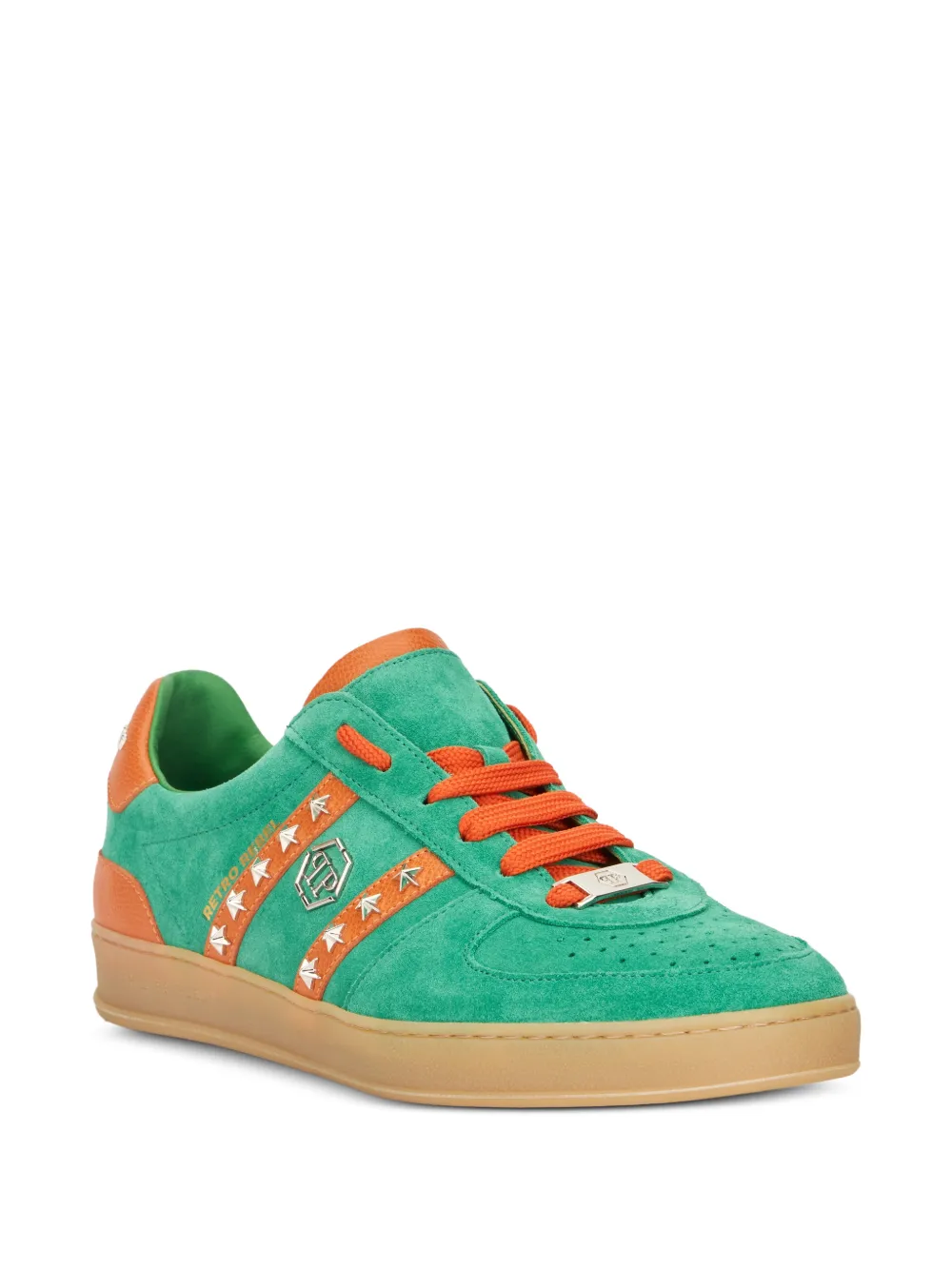 Philipp Plein Retro Rebel suède sneakers met studs Groen