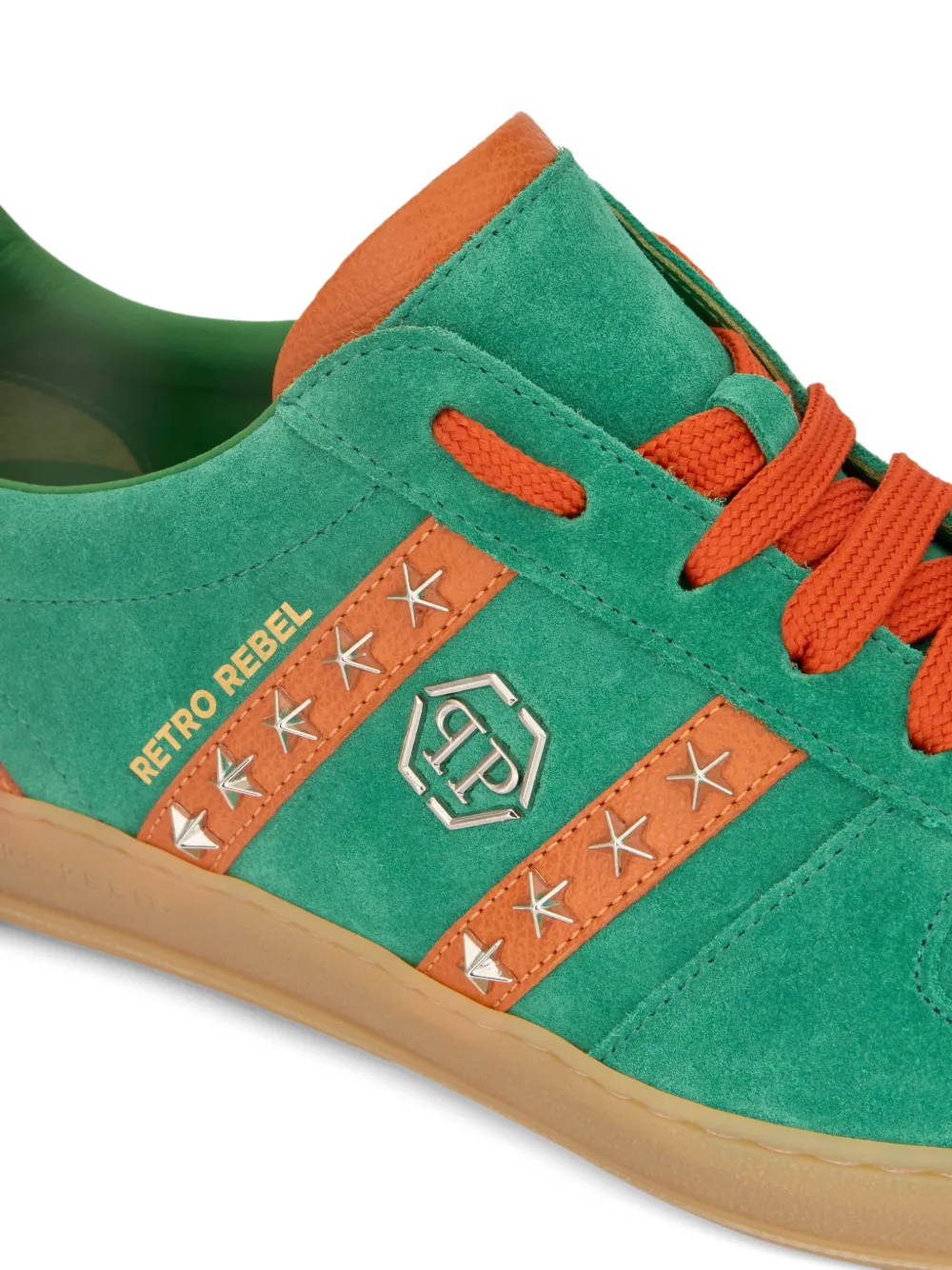 Philipp Plein Retro Rebel suède sneakers met studs Groen