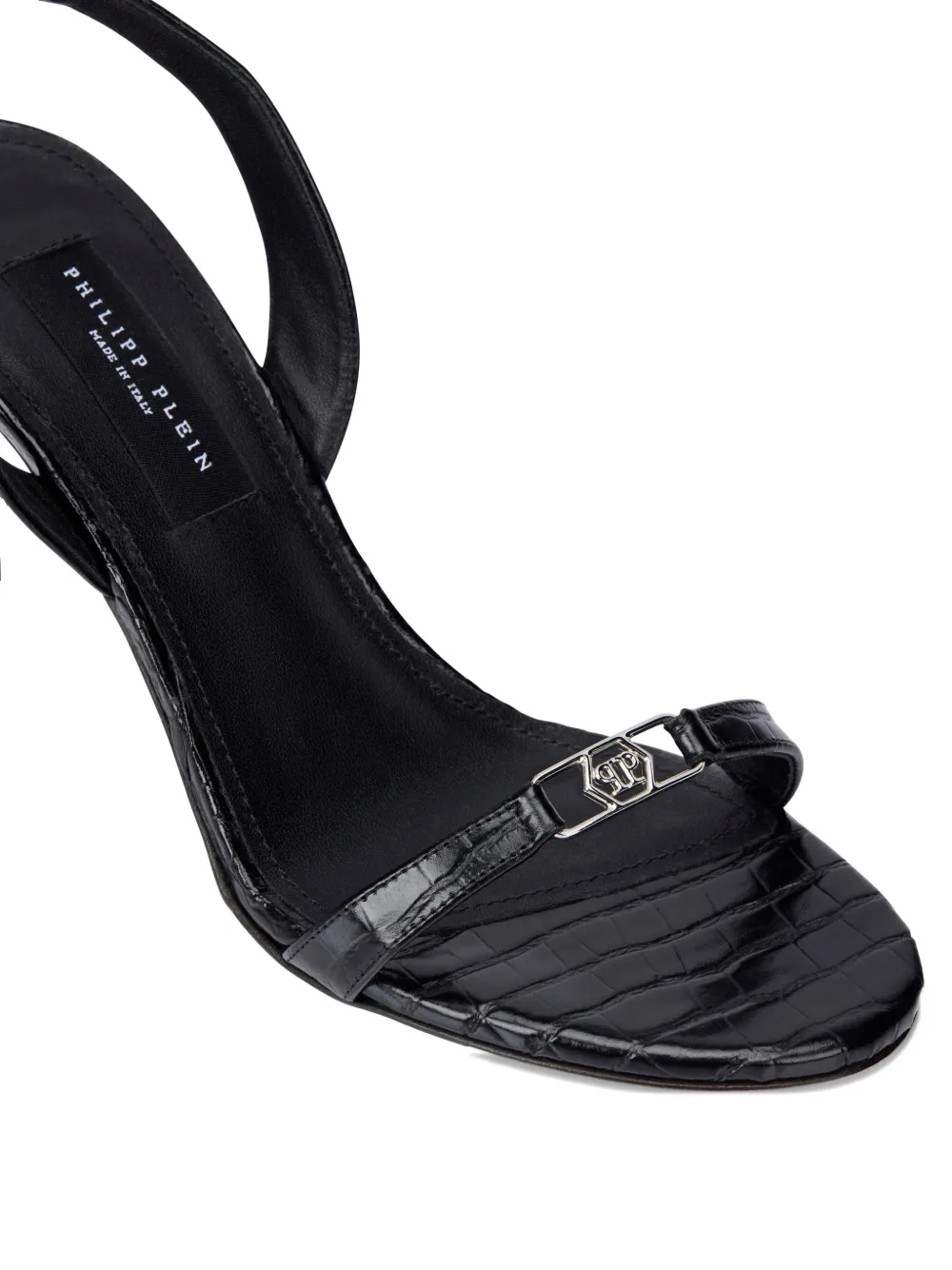 Philipp Plein croco-print hexagon-logo sandals Zwart