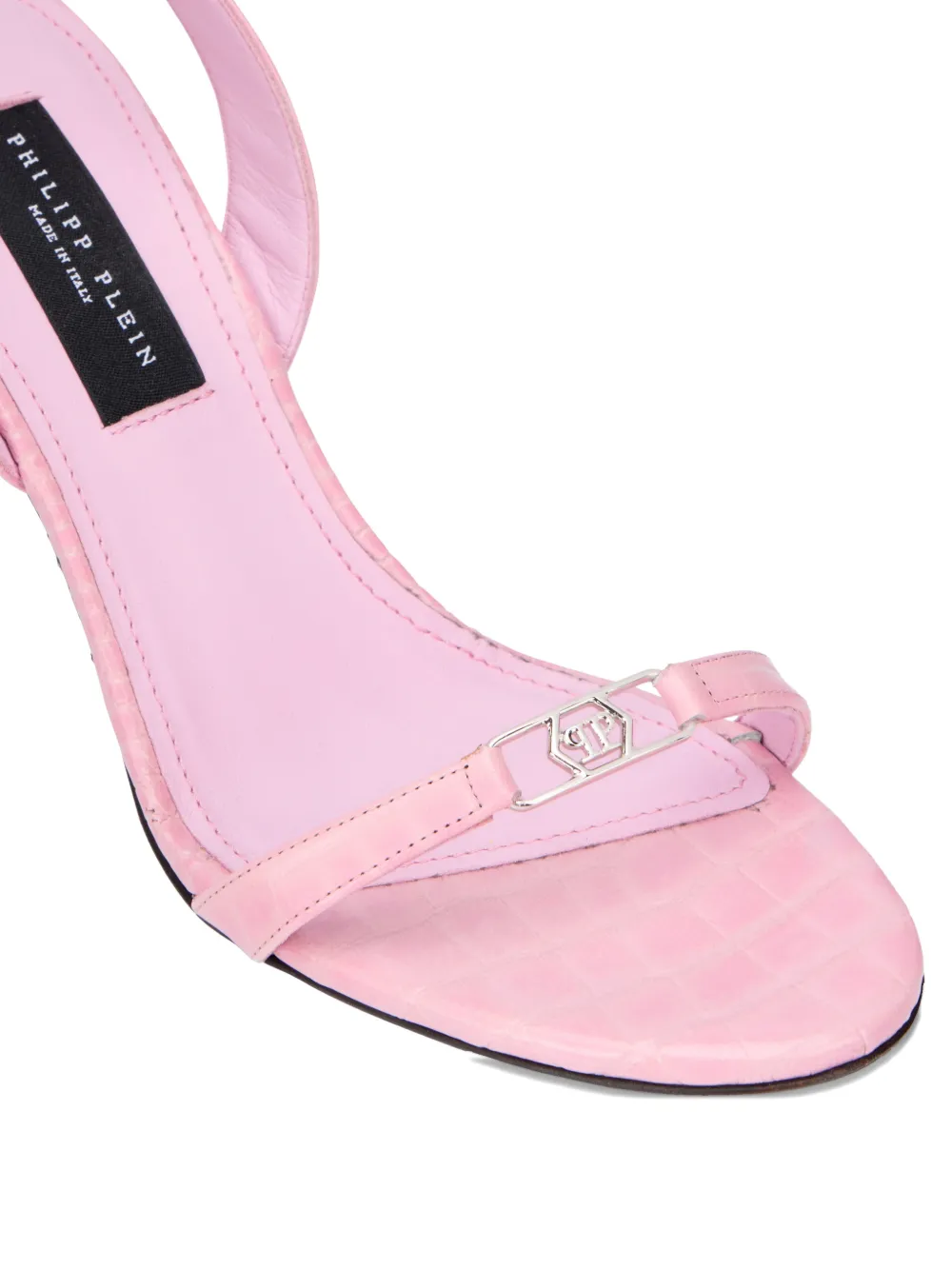 Philipp Plein croc-print logo sandals Roze