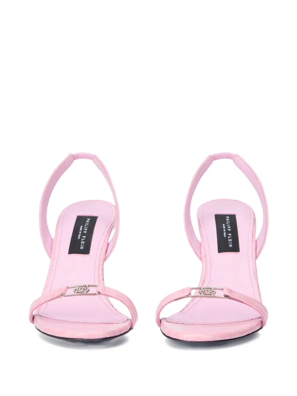 Philipp Plein croc-print logo sandals Roze