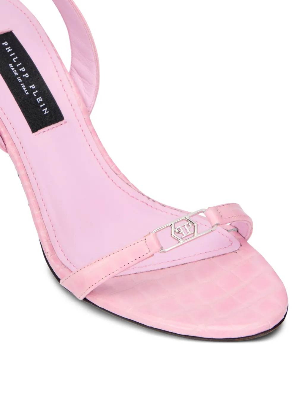 Philipp Plein Sandalen met krokodillenprint en logo Roze