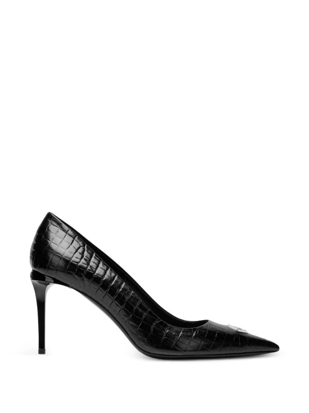 Philipp Plein Pumps met krokodillenprint en logo Zwart