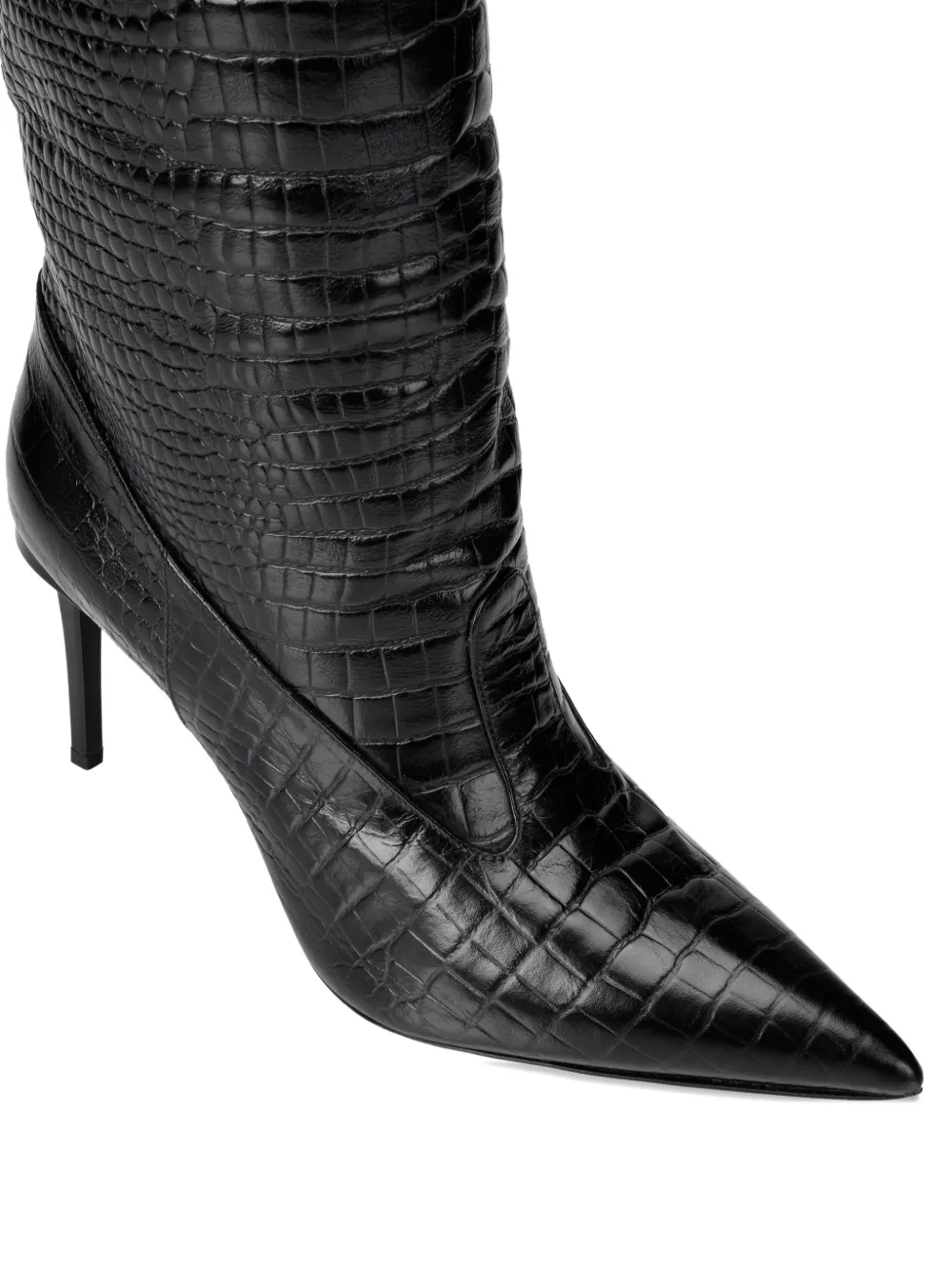 Philipp Plein croco-print logo boots Zwart