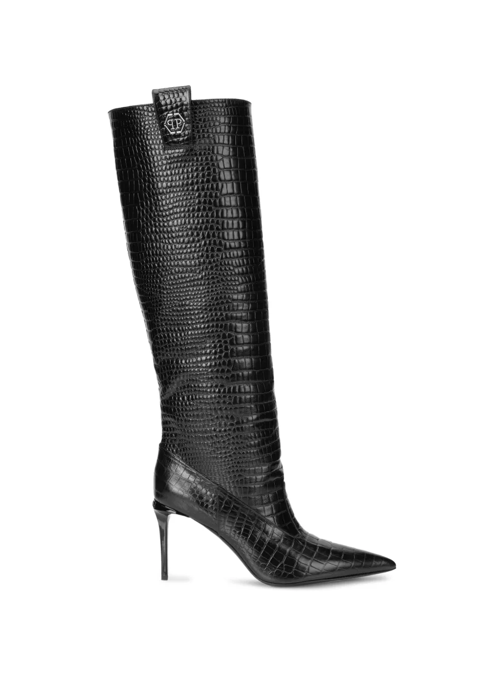 Philipp Plein Laarzen met krokodillenprint en logo Zwart
