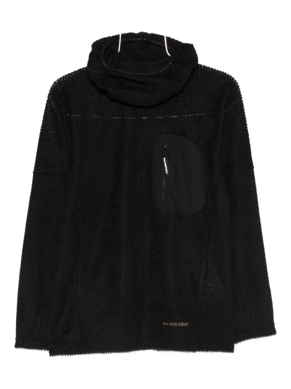 And Wander Zip-pocket Hoodie In Black