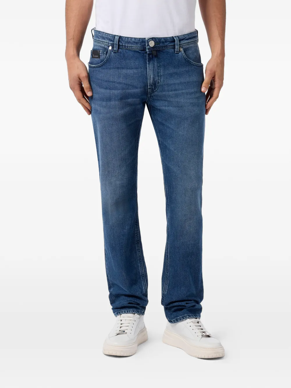 Billionaire Straight jeans met leren details Blauw