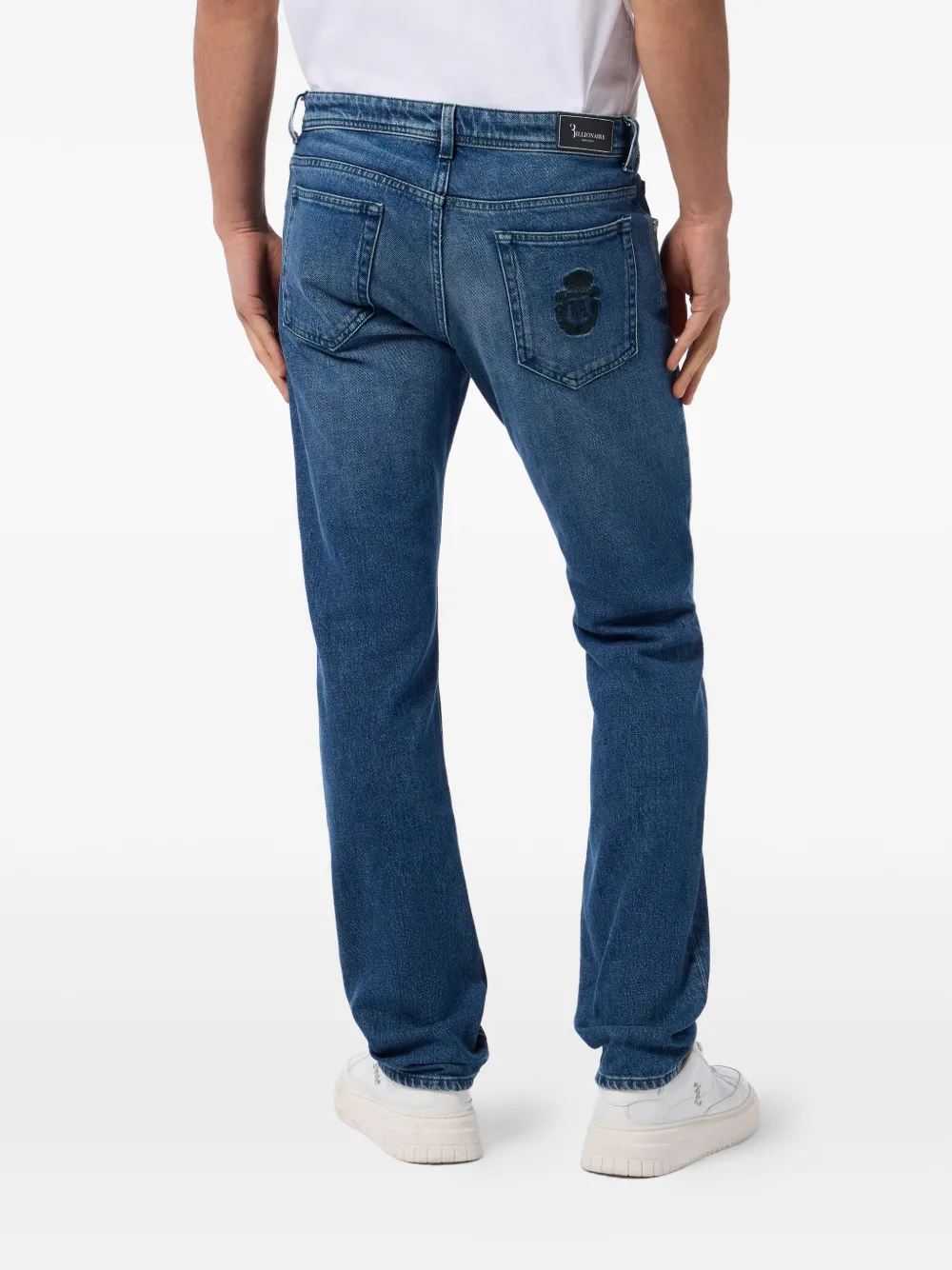 Billionaire Straight jeans met leren details Blauw