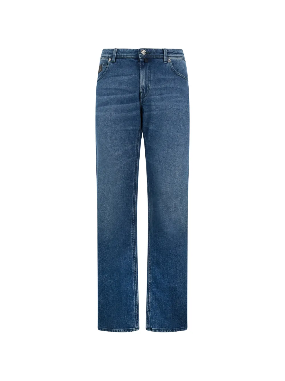 Billionaire leather details straight jeans