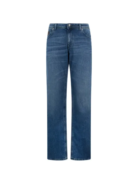 Billionaire leather details straight jeans