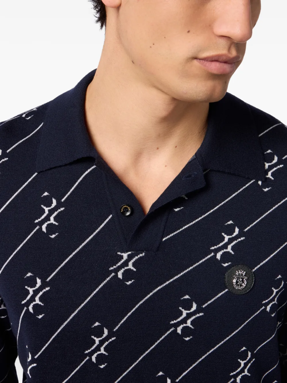 Billionaire Poloshirt met lange mouwen en knopen Blauw