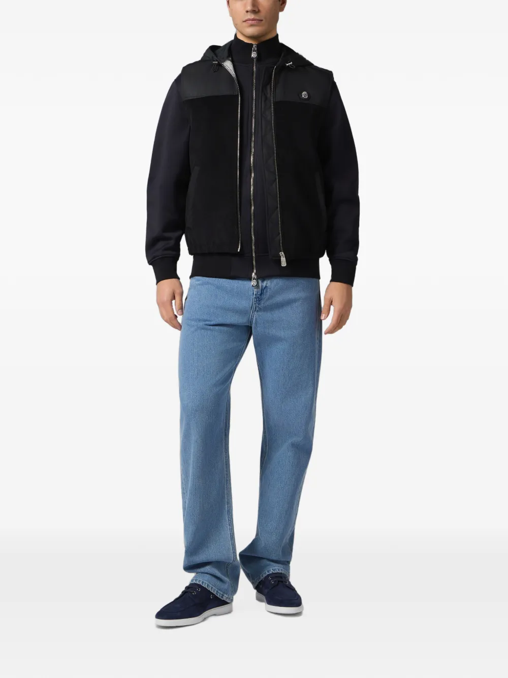 Billionaire Ribfluwelen gilet met capuchon Zwart