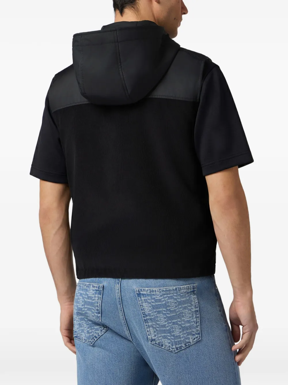 Billionaire Ribfluwelen gilet met capuchon Zwart