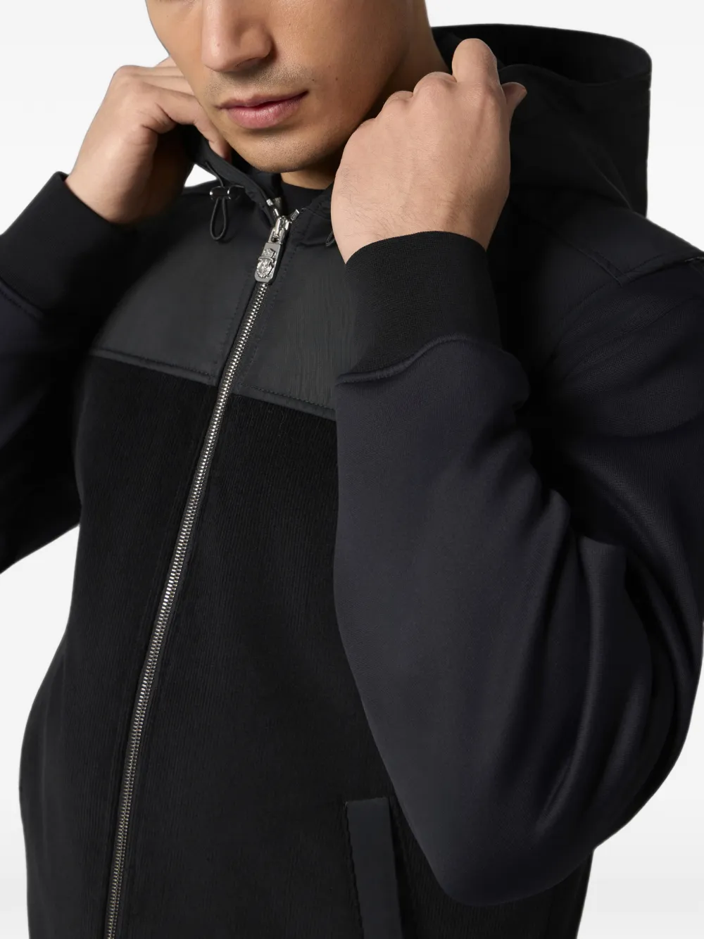Billionaire Ribfluwelen gilet met capuchon Zwart