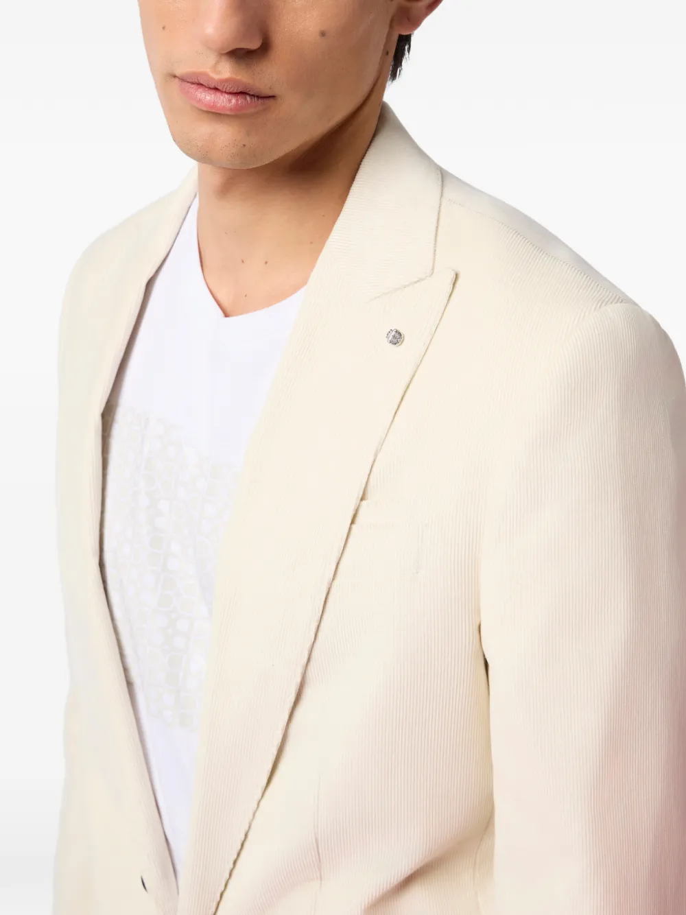 Billionaire Ribfluwelen blazer met enkele rij knopen Beige
