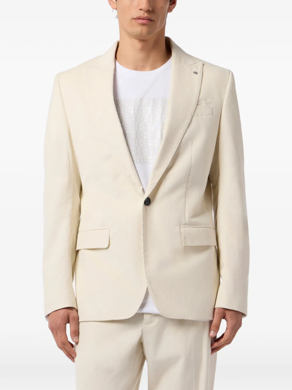 Billionaire Ribfluwelen blazer met enkele rij knopen Beige