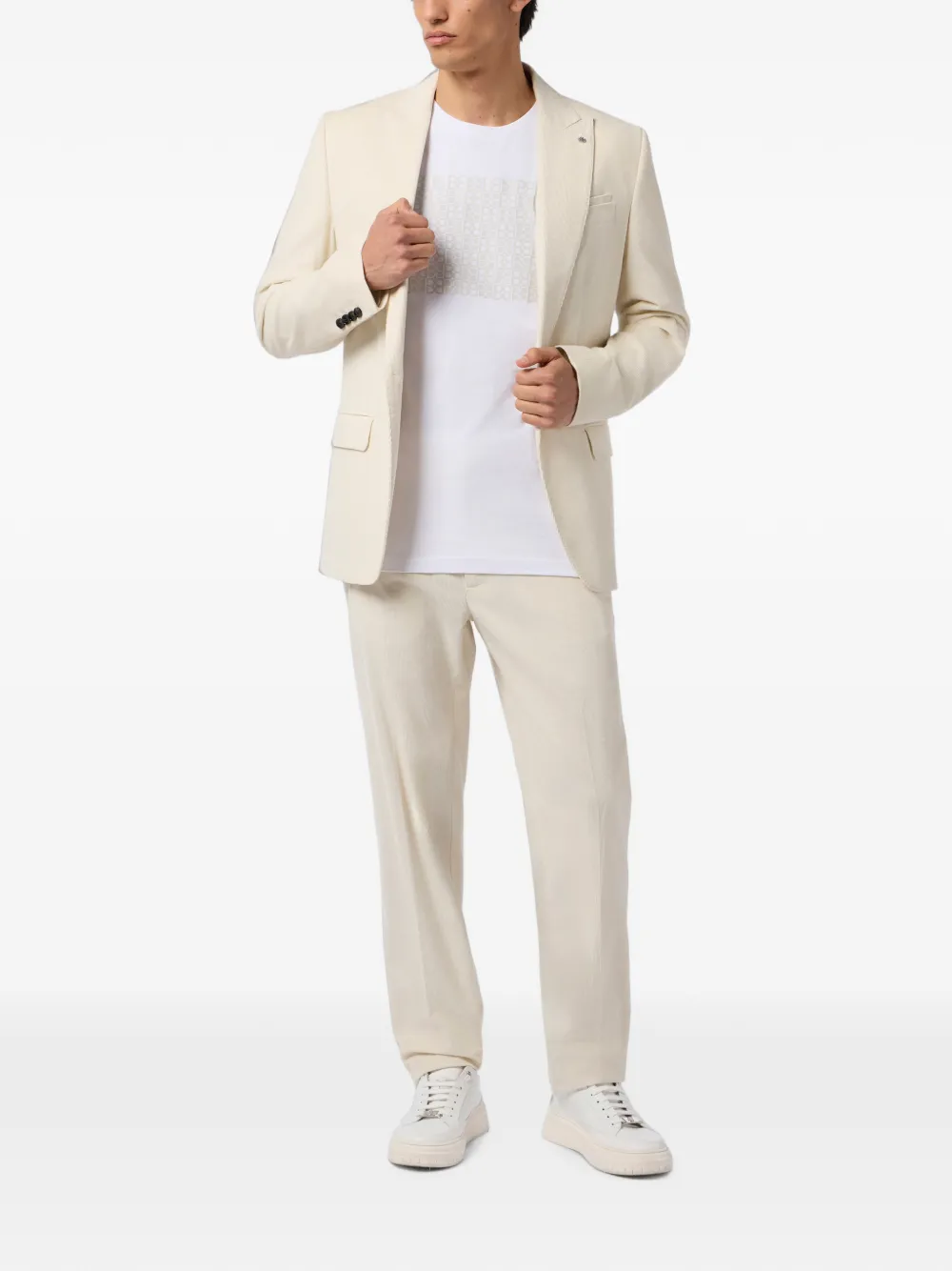 Billionaire Ribfluwelen blazer met enkele rij knopen Beige