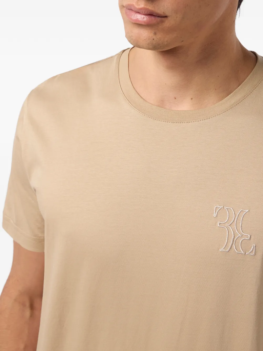 Billionaire T-shirt met geborduurd logo en ronde hals Beige