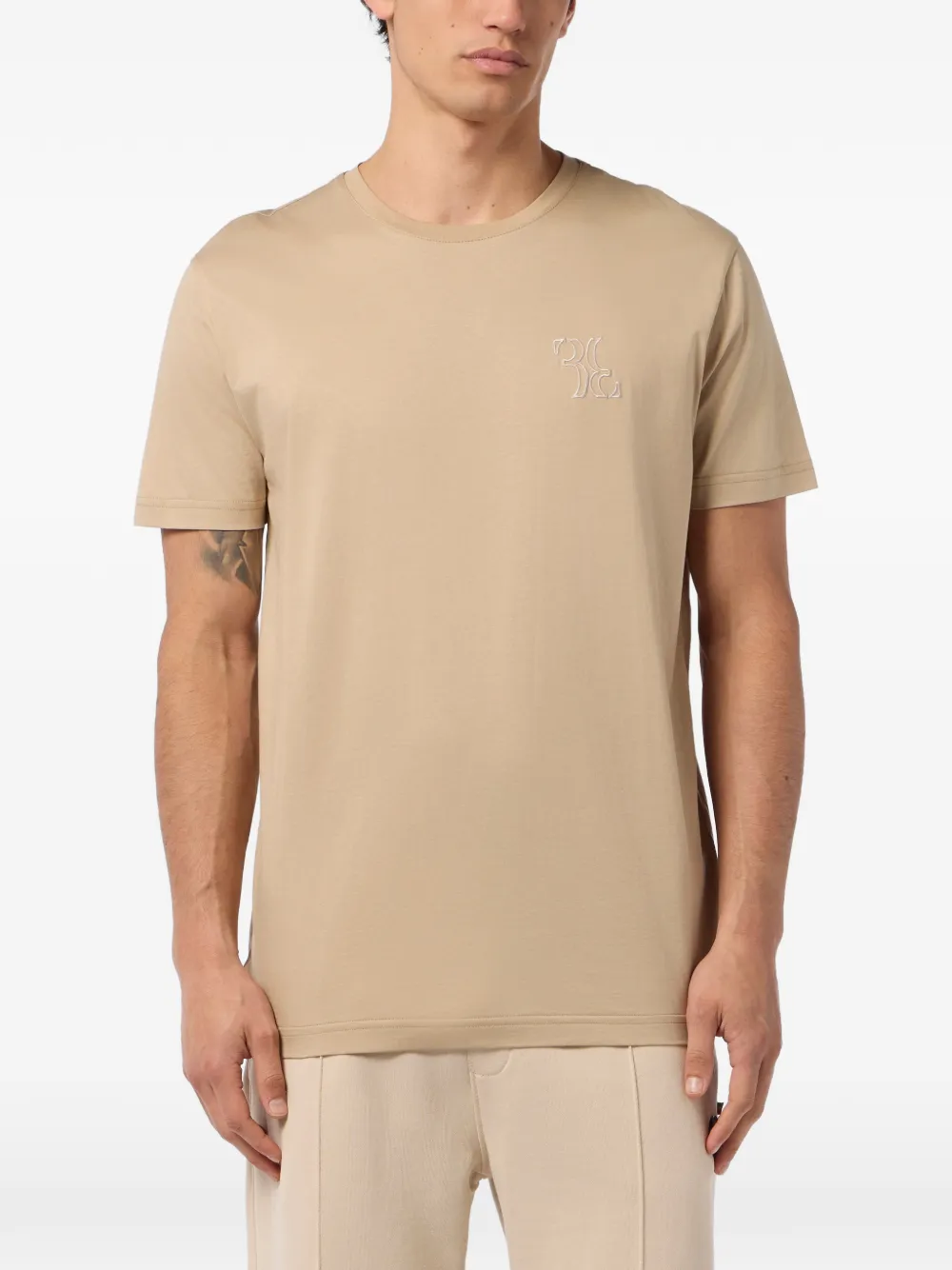 Billionaire T-shirt met geborduurd logo en ronde hals Beige