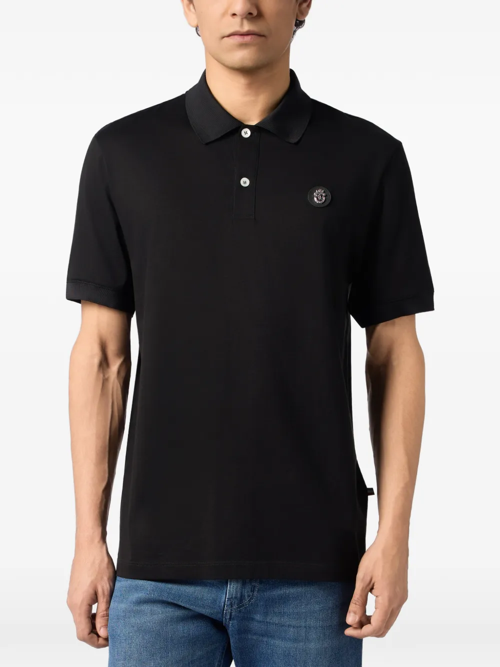 Billionaire Poloshirt met logopatch en knopen Zwart