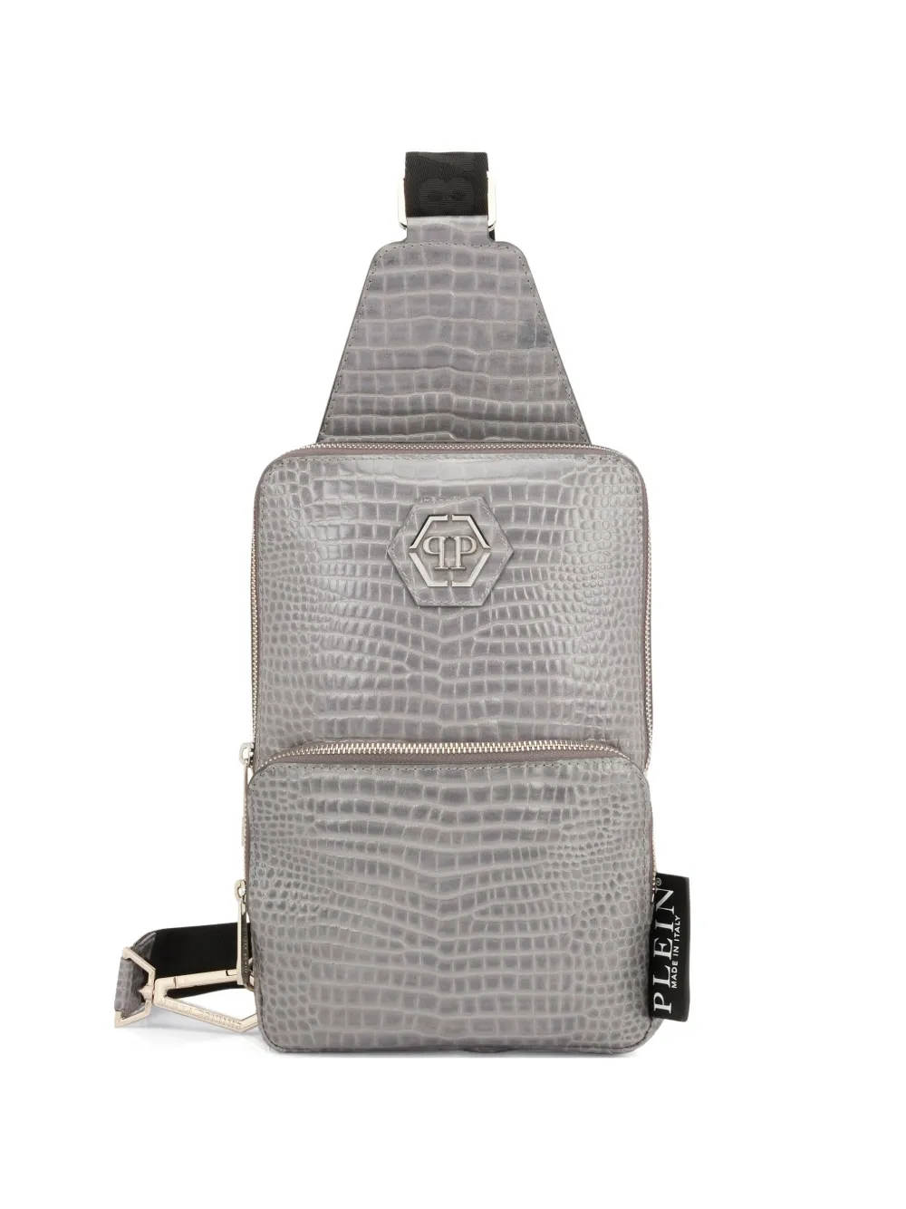Philipp Plein croc-embossed leather shoulder bag - Grigio