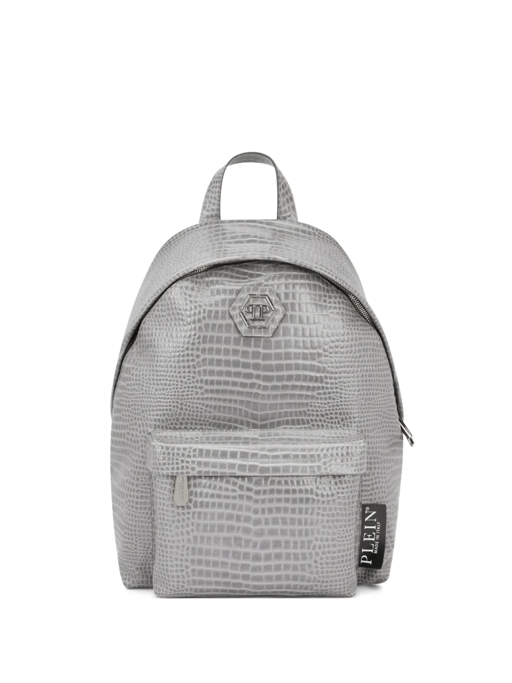 Philipp Plein top-handle leather backpack - Grigio