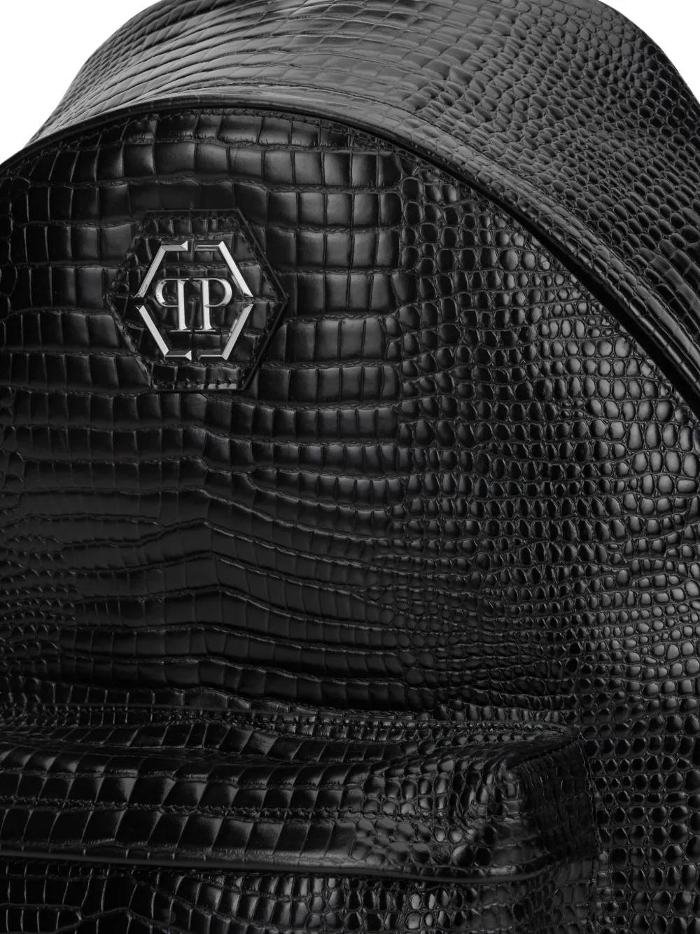 Philipp Plein Leren rugzak met handgreep Zwart