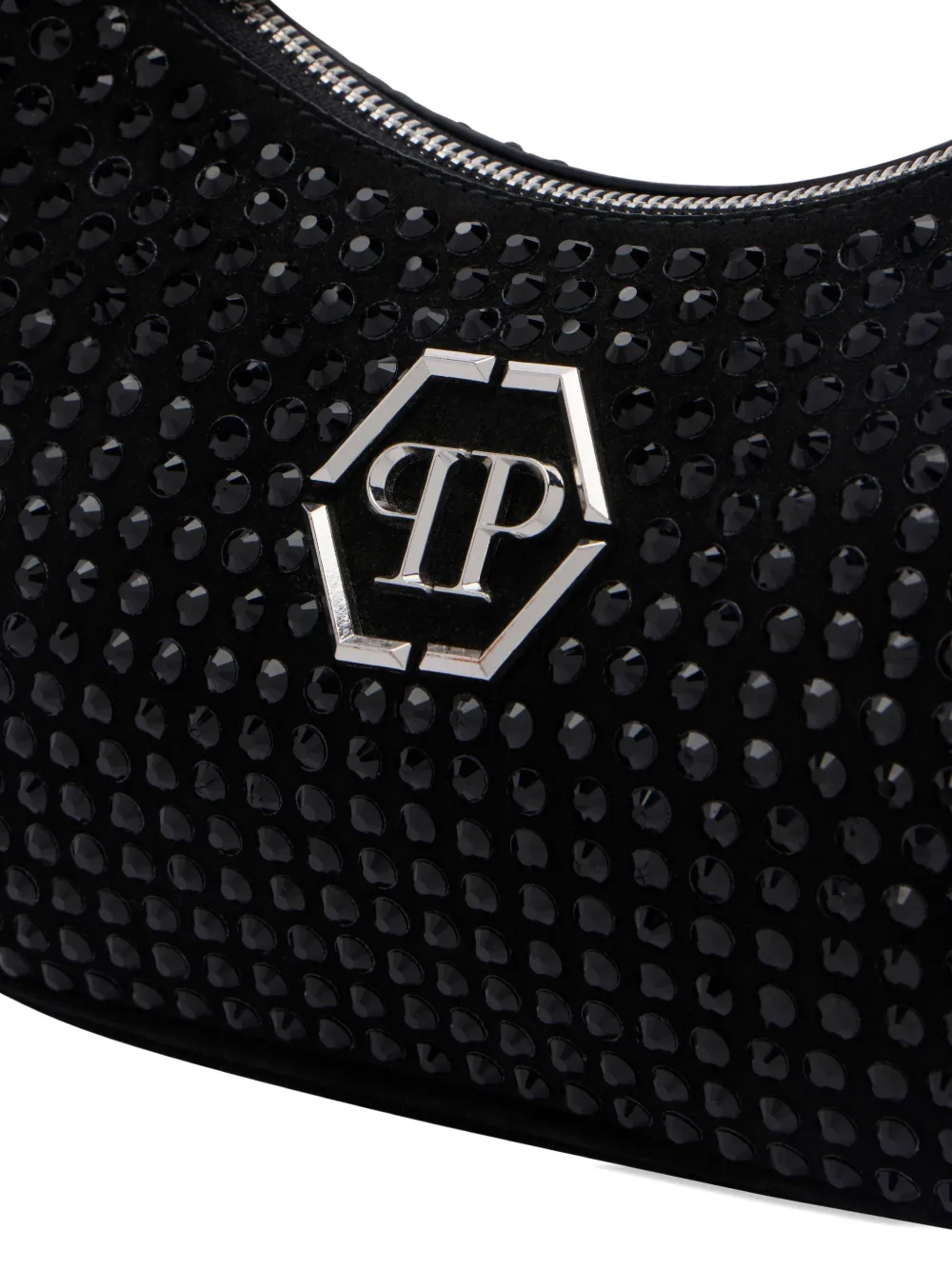 Philipp Plein Schoudertas verfraaid met stras en rits Zwart
