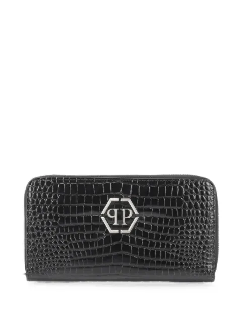 Philipp Plein cartera con efecto de piel de cocodrilo y cierre