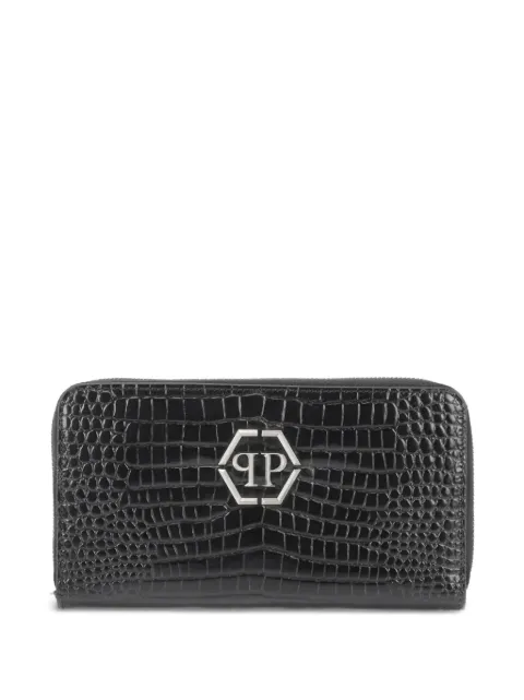 Philipp Plein cartera con efecto de piel de cocodrilo y cierre