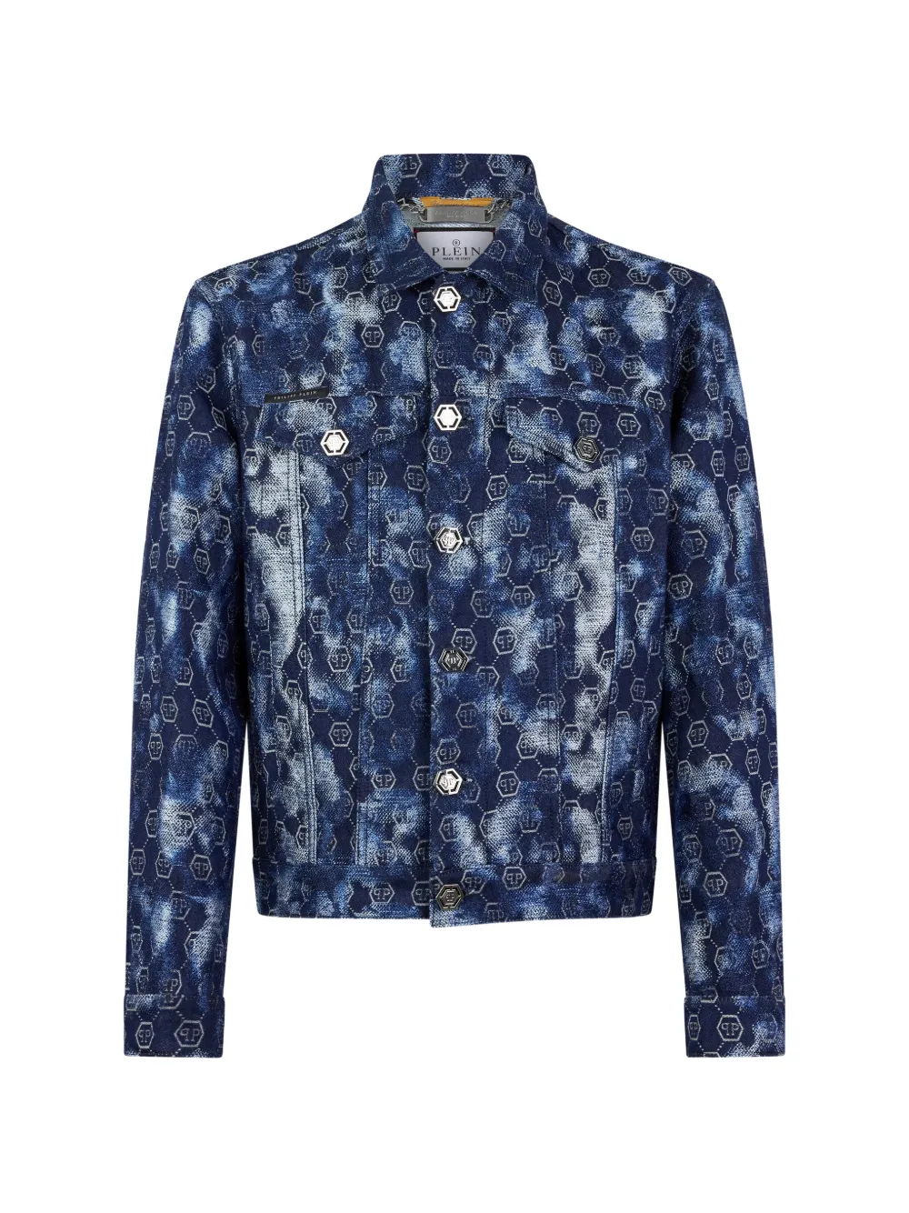 Philipp Plein monogram-detail buttoned jacket - Blu