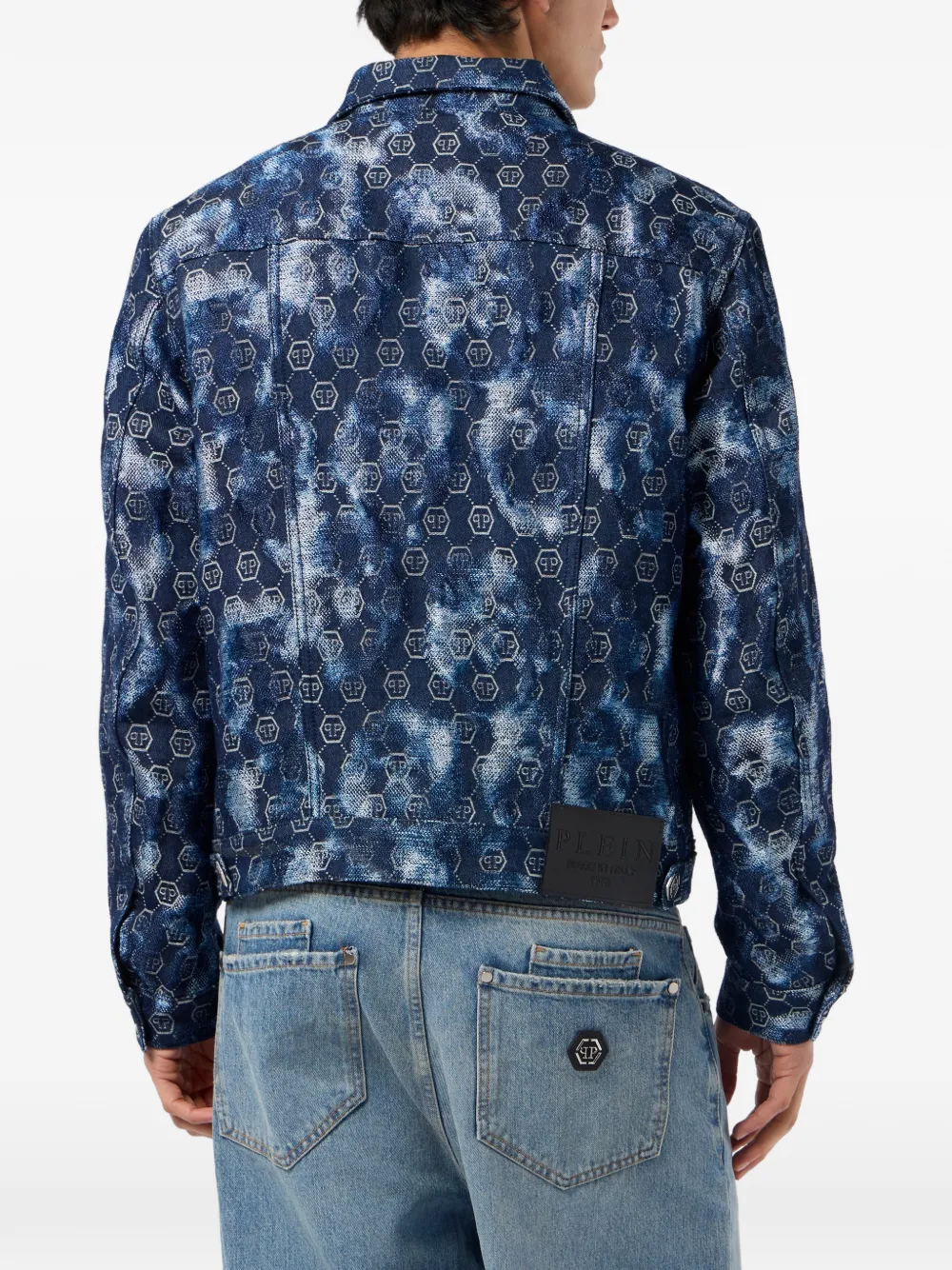 Philipp Plein Jack met monogram-detail en knopen Blauw