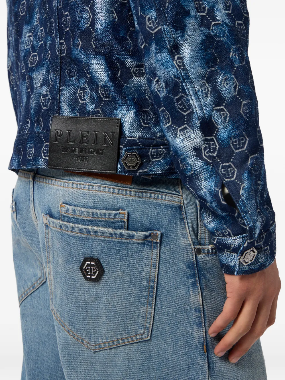 Philipp Plein Jack met monogram-detail en knopen Blauw