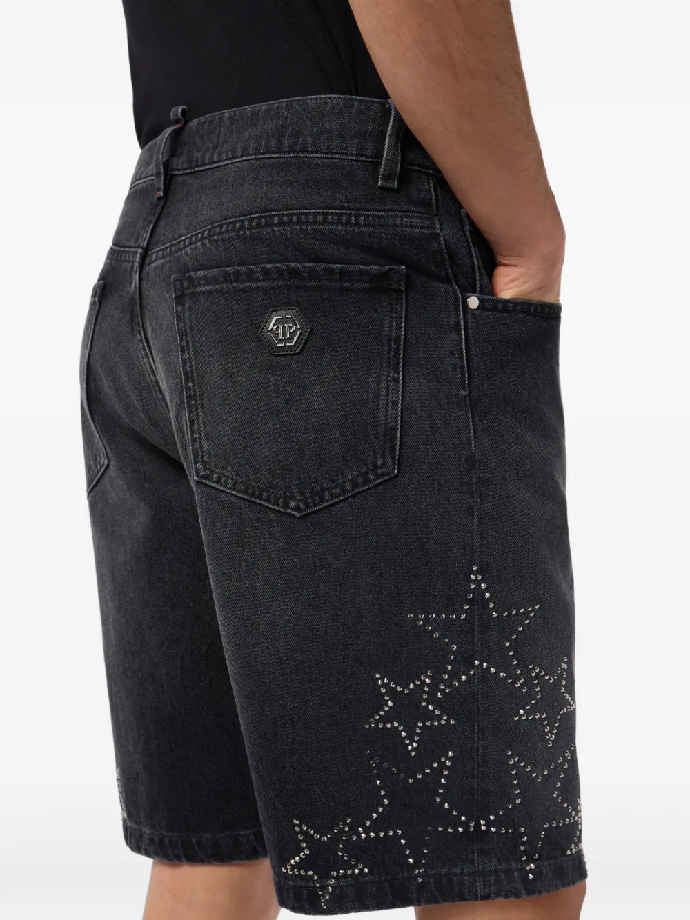 Philipp Plein Stars denim shorts Zwart