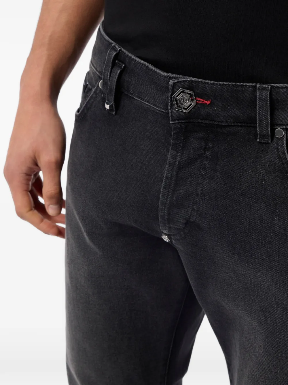 Philipp Plein Straight jeans met details Grijs