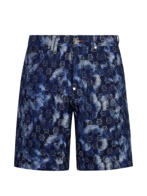 Philipp Plein monogram-pattern denim shorts