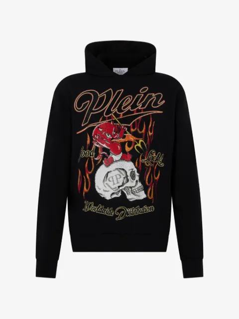 Philipp Plein hættetrøje med grafisk djævletryk